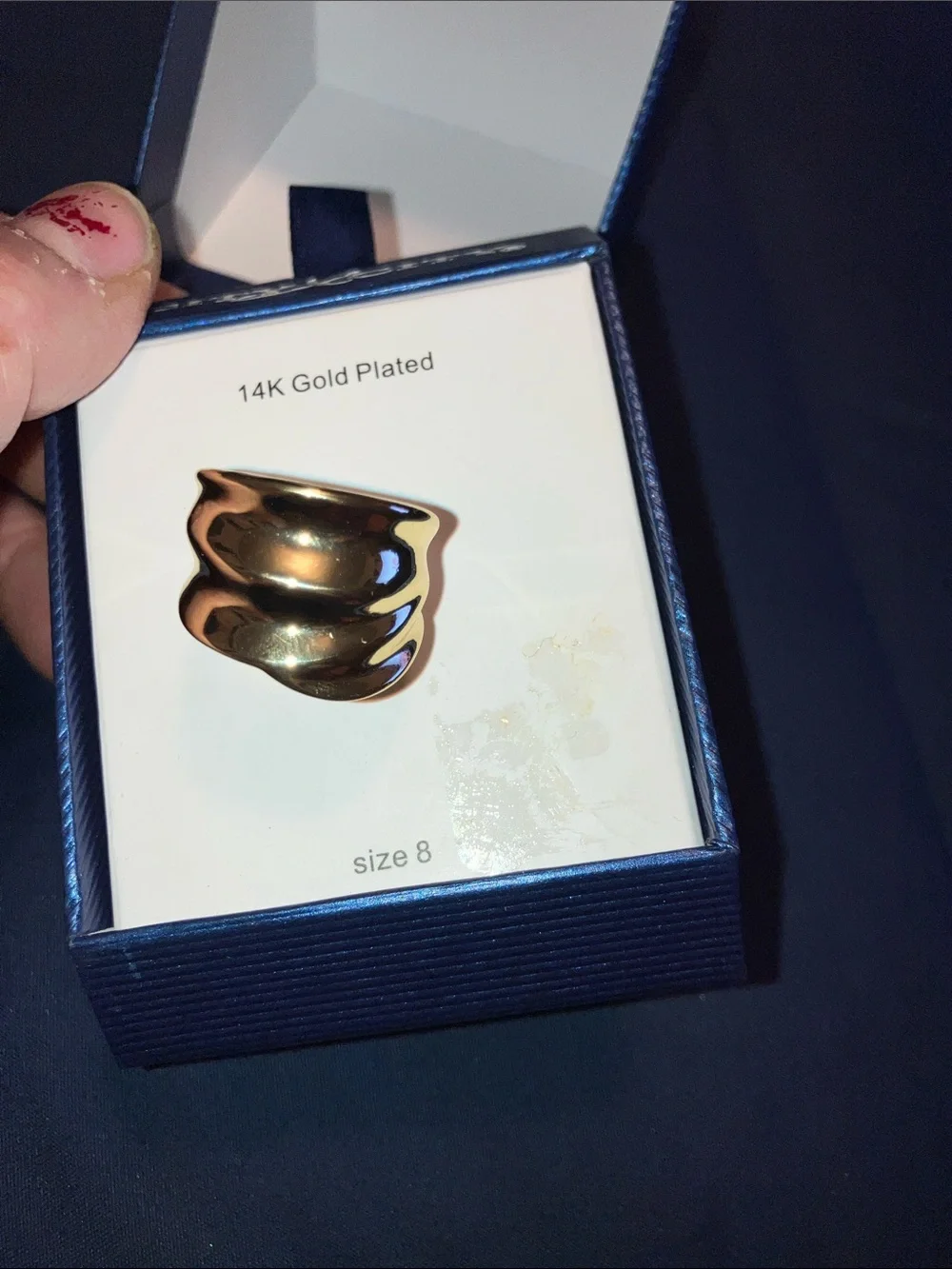14K Gold Plated Wide Band Ring - Gold